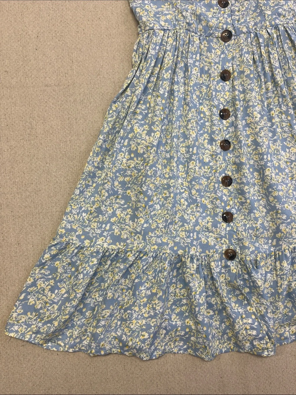 Japra Blue Floral Button Front Midi Dress Pockets Adjustable Straps S - Picture 5 of 13